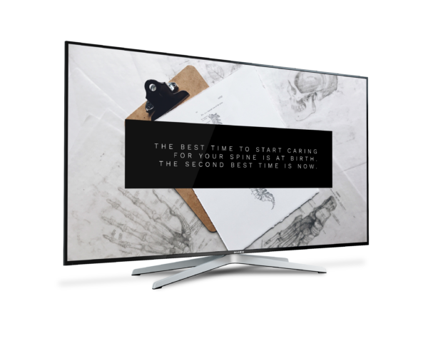 ChiroSlides patient education displayed on an HDTV